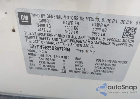 2013 Cadillac Srx Premium Collection from USA, damaged, VIN 3GYFNEE35DS577904